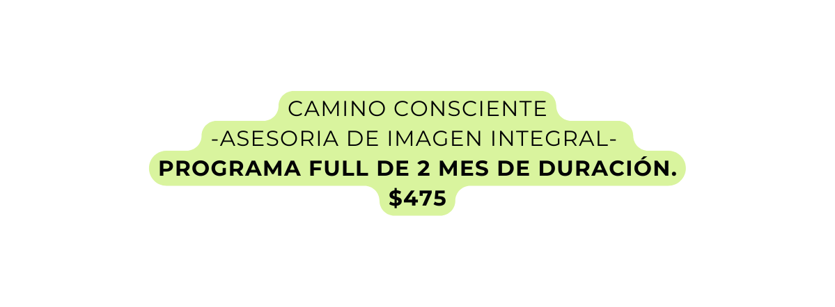 CAMINO CONSCIENTE ASESORIA DE IMAGEN INTEGRAL PROGRAMA FULL DE 2 MES DE DURACIÓN 475